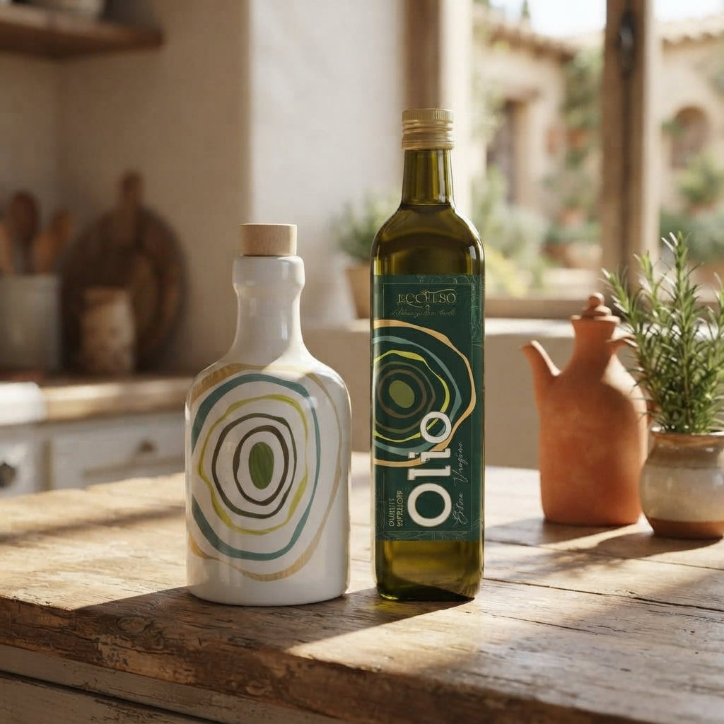 orcio in ceramica artigianale per Olio EVO Eccelso da 400ml cucina